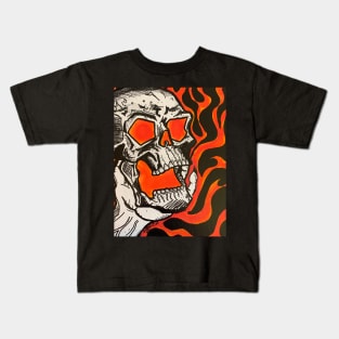 Flaming skull Kids T-Shirt